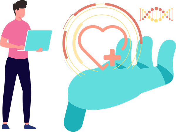 Man using robot care  Illustration