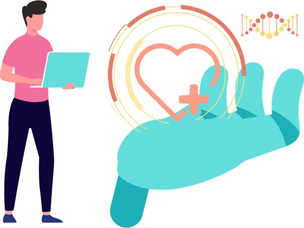Man using robot care  Illustration