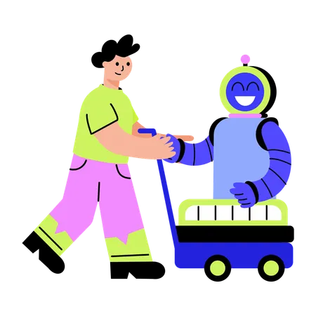 Man using robot transportation  Illustration