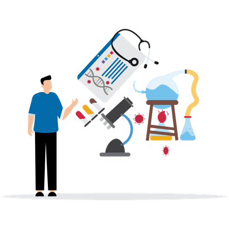 Man using Science Fair Project  Illustration