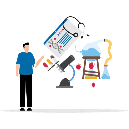 Man using Science Fair Project  Illustration