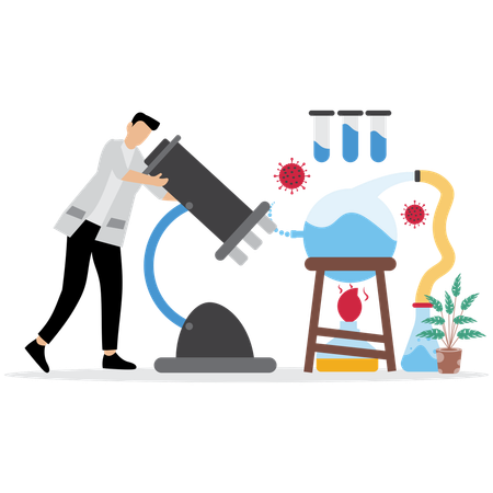 Man using Scientific Experiment Tools  Illustration