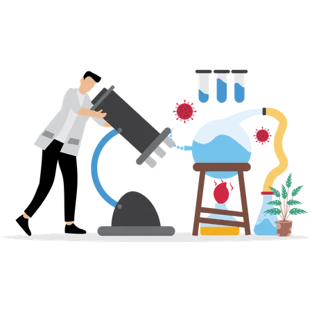 Man using Scientific Experiment Tools  Illustration