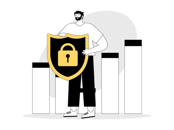 Man using secure investment  Illustration