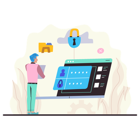 Man using secure login password  Illustration