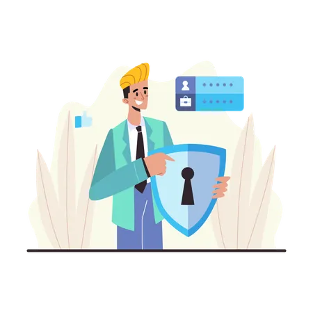 Man using secure sign in password  Illustration