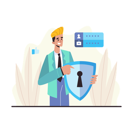 Man using secure sign in password  Illustration