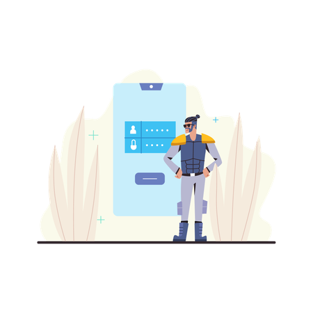 Man using secure sign in password  Illustration