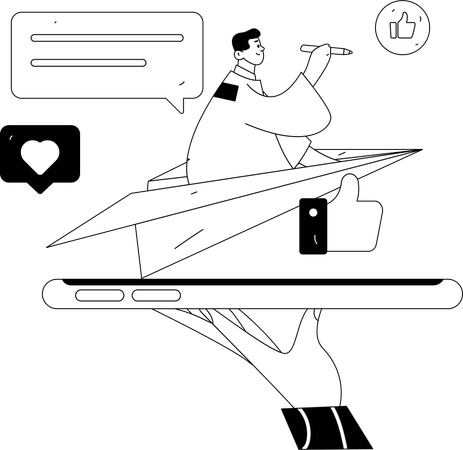 Man using Secured social network  Illustration