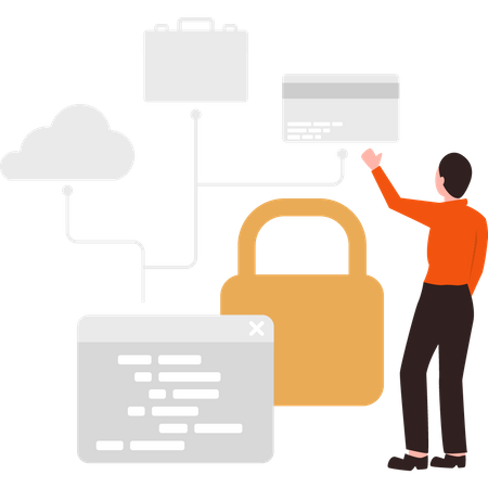 Man using security for data Illustration