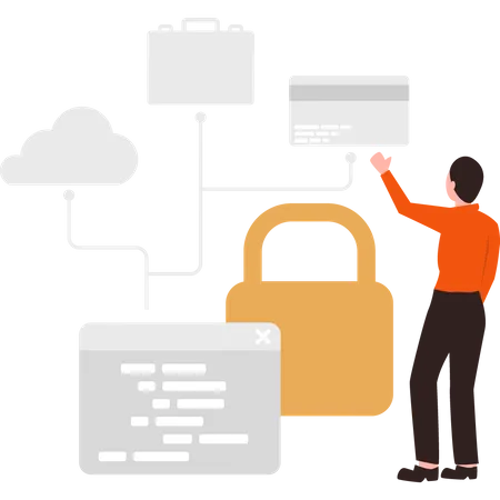 Man using security for data  Illustration