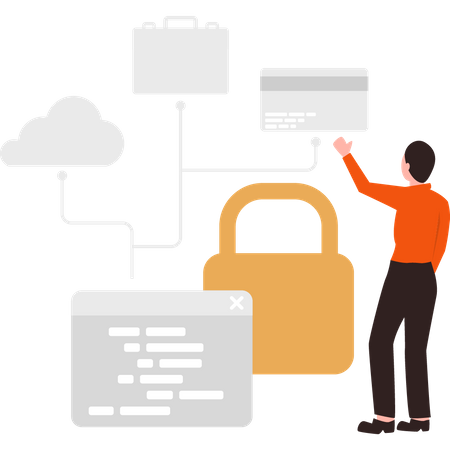 Man using security for data  Illustration