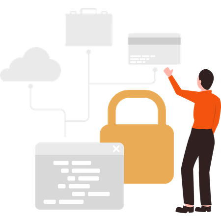 Man using security for data  Illustration