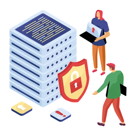 Man using security for server  Illustration