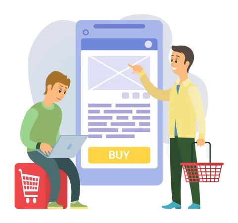 Man using shopping application  Illustration