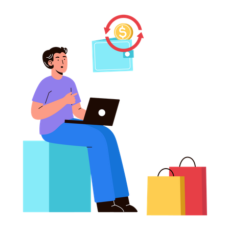 Man using shopping cashback offer  Illustration