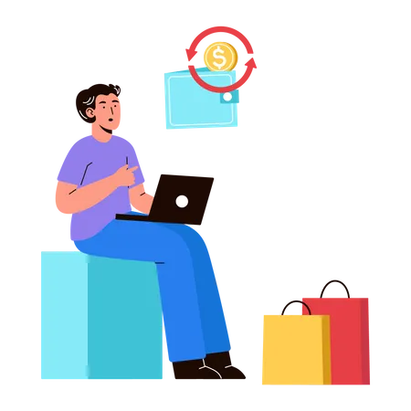 Man using shopping cashback offer  Illustration