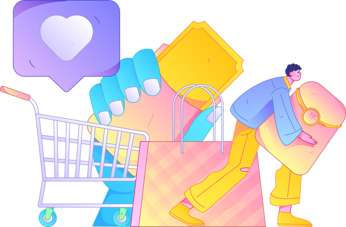 Man using shopping voucher  Illustration