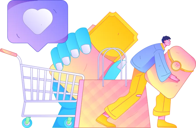 Man using shopping voucher  Illustration