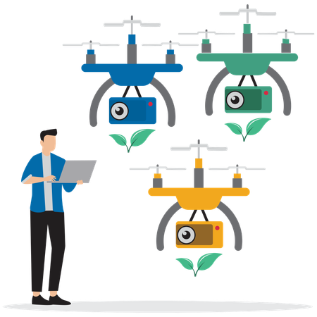 Man using Smart Farming Drone  Illustration