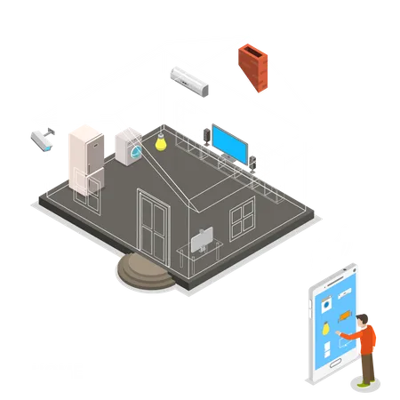 Man using smart home features Illustration