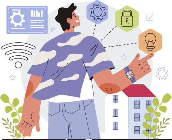 Man using smart technology  Illustration