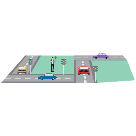 Man using Smart Traffic System  Illustration