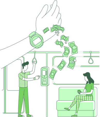Man using smart watch for payment Illustration