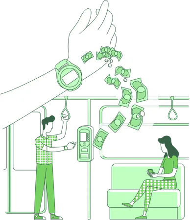 Man using smart watch for payment  Illustration