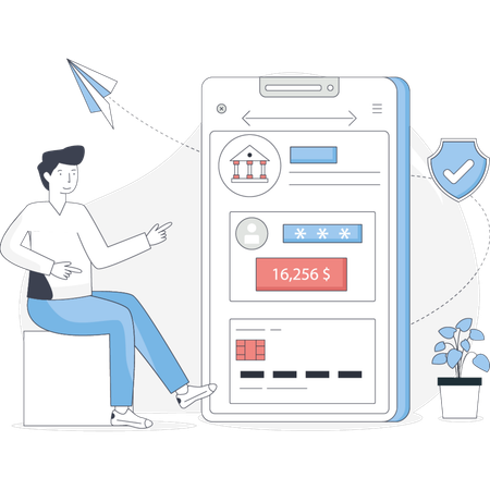 Man using smartphone banking app  Illustration