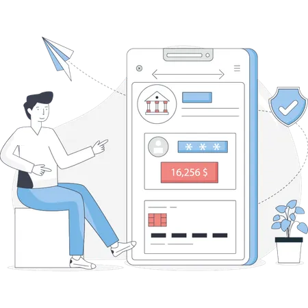 Man using smartphone banking app  Illustration