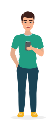 Man Using Smartphone  Illustration