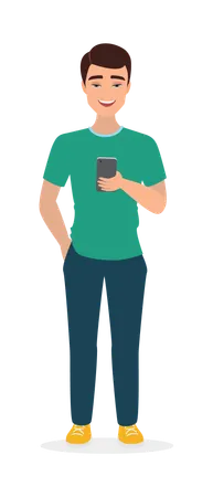 Man Using Smartphone  Illustration