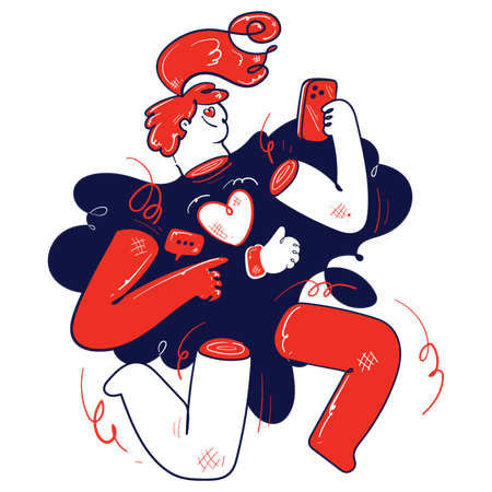 Man using social media  Illustration