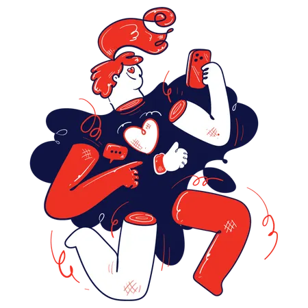 Man using social media  Illustration