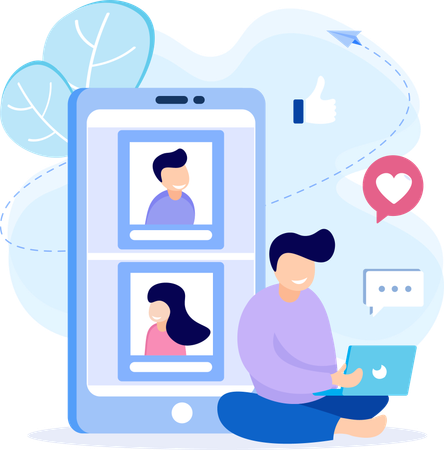 Man using Social media  Illustration