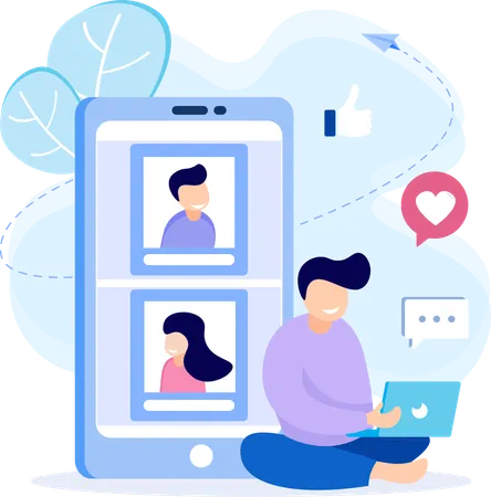 Man using Social media  Illustration