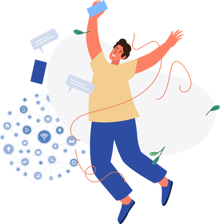 Man using social network  Illustration