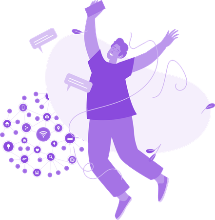 Man using social network  Illustration