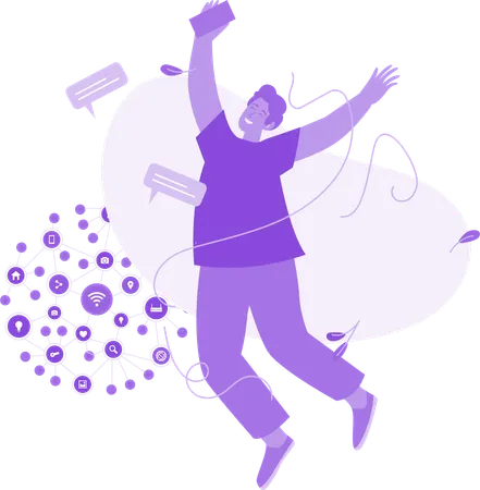 Man using social network  Illustration