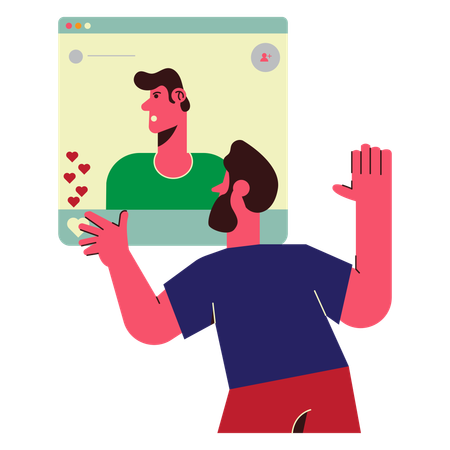 Man using Social Network  Illustration