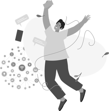 Man using social network  Illustration