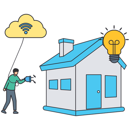 Man using solar technology  Illustration