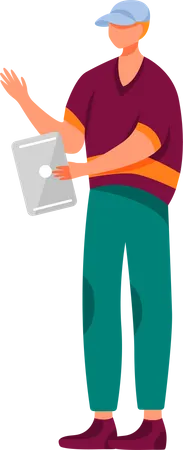 Man Using Tablet Illustration