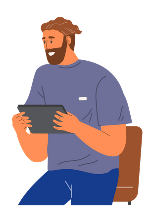 Man using tablet  Illustration