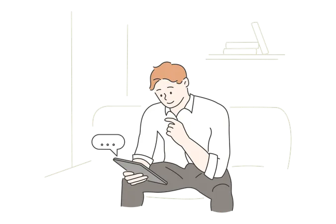 Man using tablet  Illustration