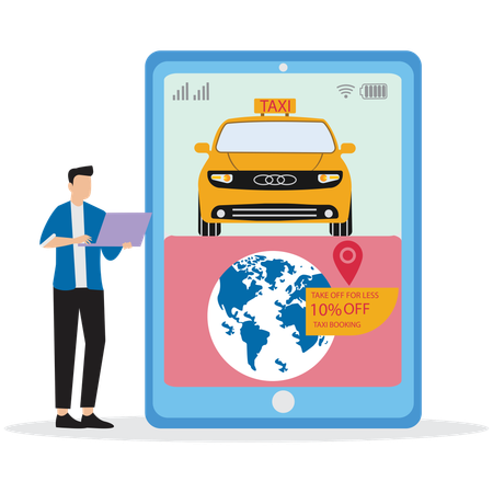 Man using Taxi booking Service  Illustration