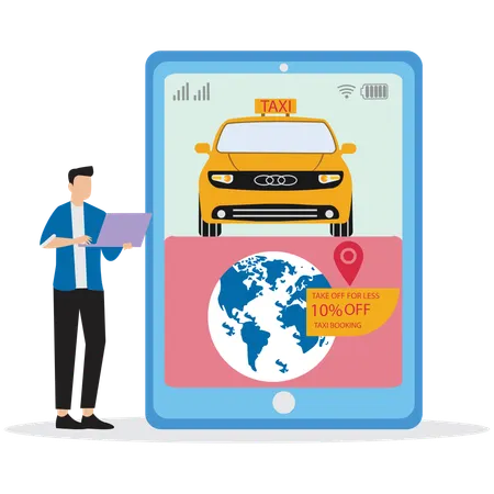 Man using Taxi booking Service  Illustration