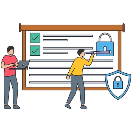Man using telescope find Security Vision  Illustration