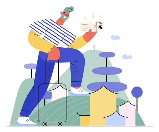 Travel Shop Online Shopping And Electronic Commerce Series Modern Flat Vector Concept Illustration Of A Travelling Man With A Case And Ticket Promotion Discounts Sale And Online Orders Concept 일러스트레이션